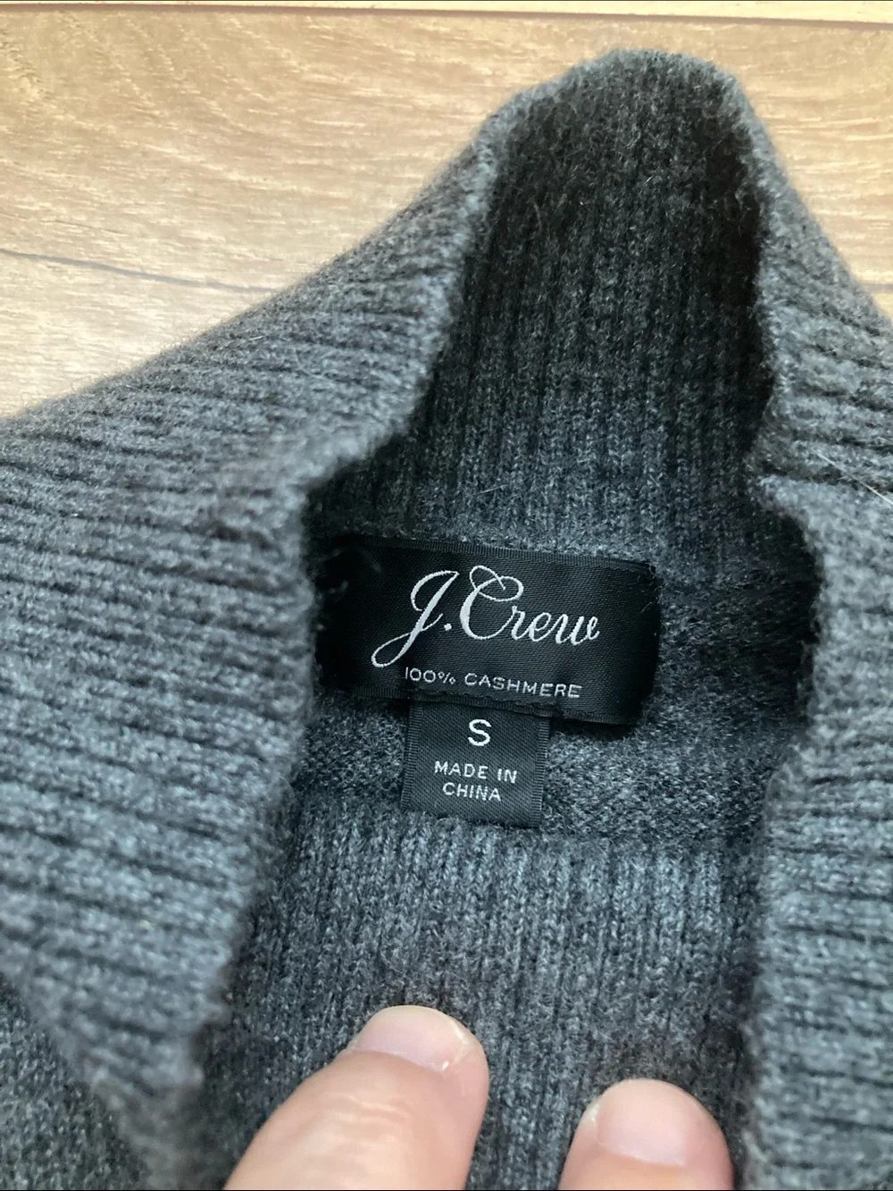 J. Crew Mock Neck Charcoal Cashmere Sweater
